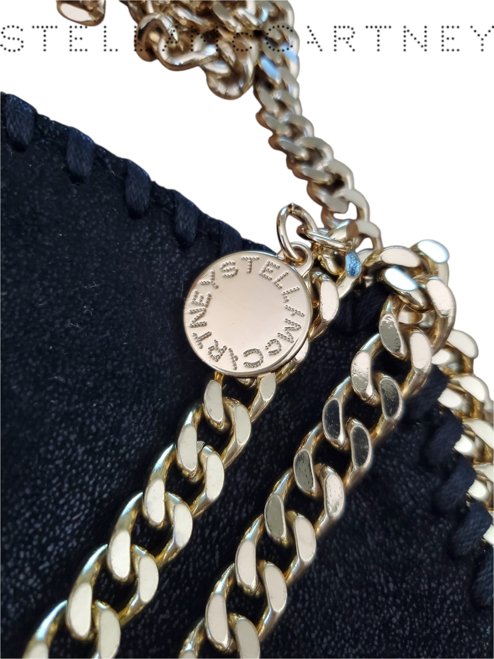 Stella McCartney Mini Falabella Black Gold Fold Over Tote Bag Authenticated - Picture 8 of 16